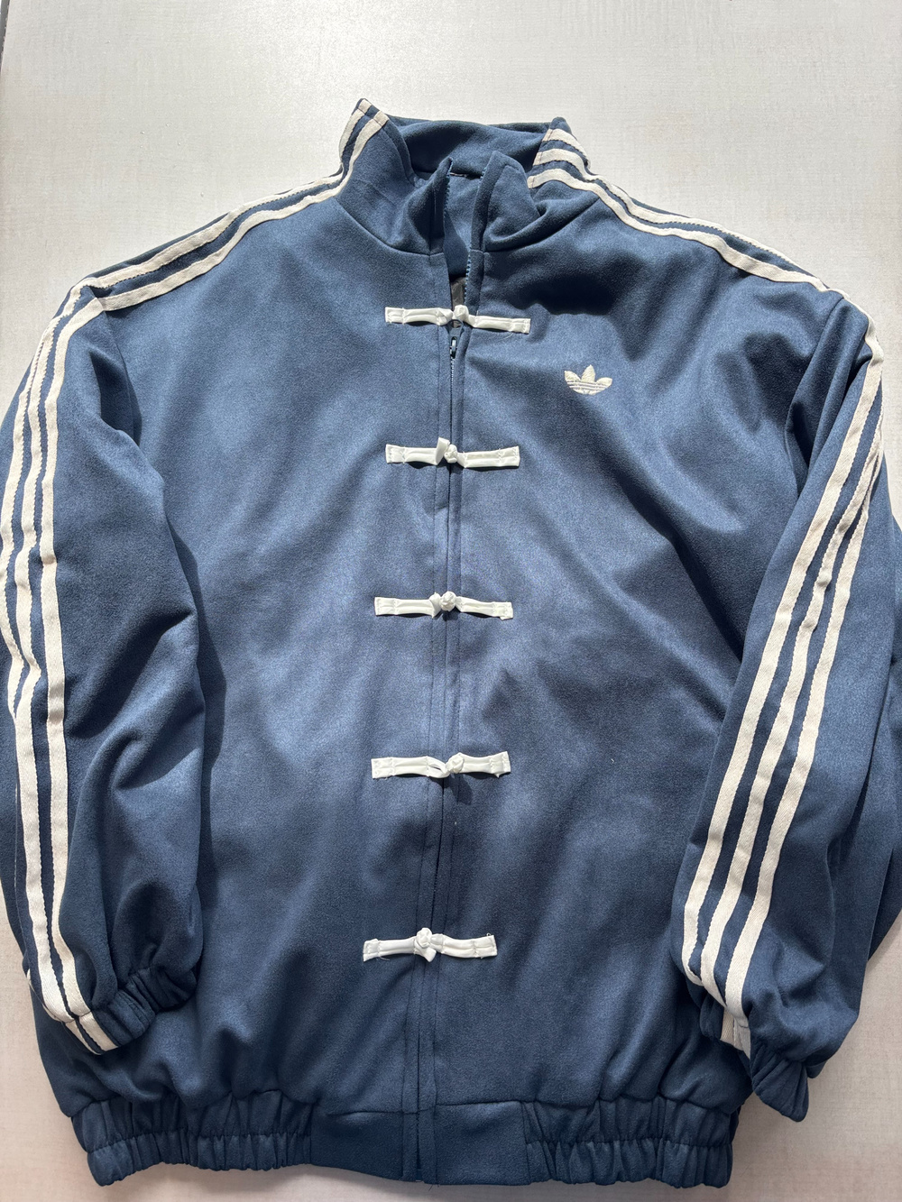 Track Jacket Blue White Trefoil Zip Front Size